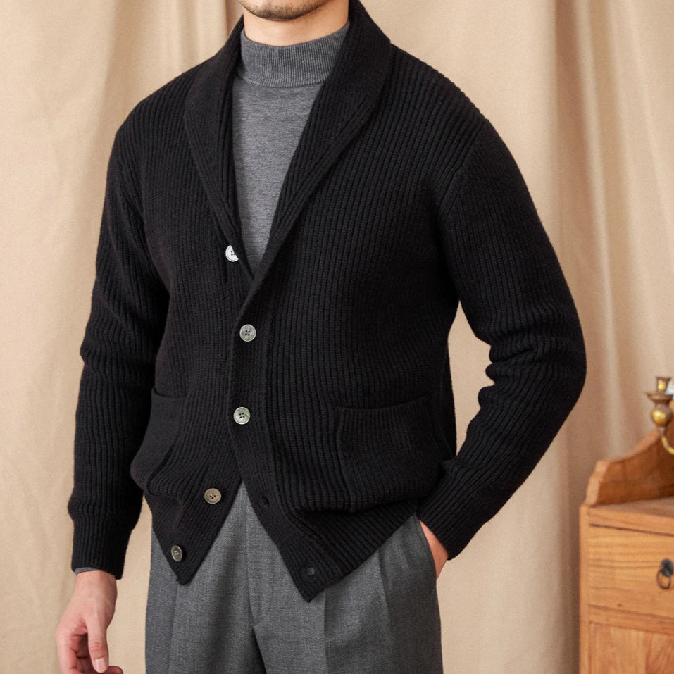 Knitted classic man cardigan