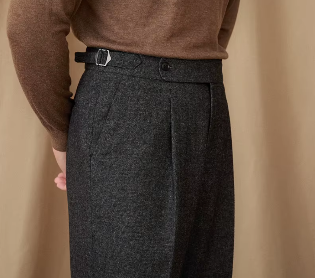 Wool Winter High Waist Straight Pants
