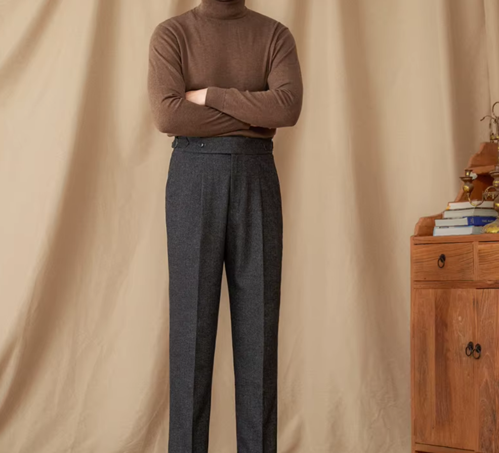 Wool Winter High Waist Straight Pants