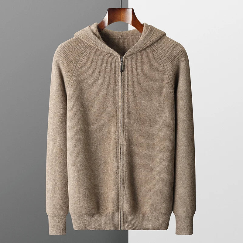 Men Wool Sweater Hooded 