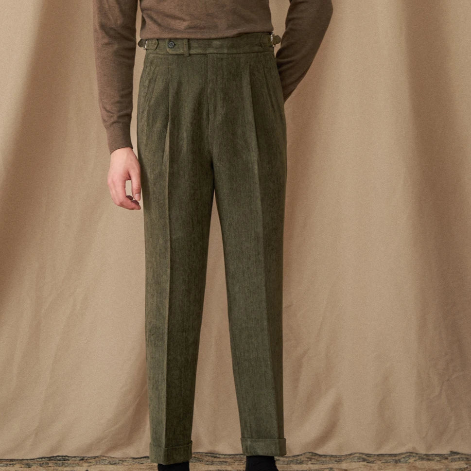 Men Corderoy Fit Cropped Trousers
