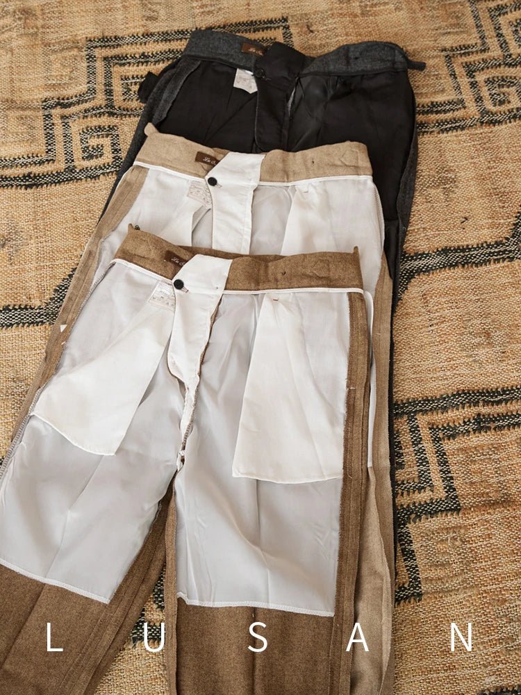 Wool Winter High Waist Straight Pants 