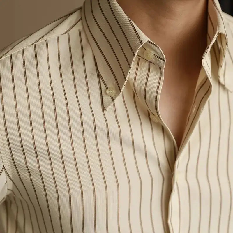 Men Casual Striped Long Sleeve Shirt 