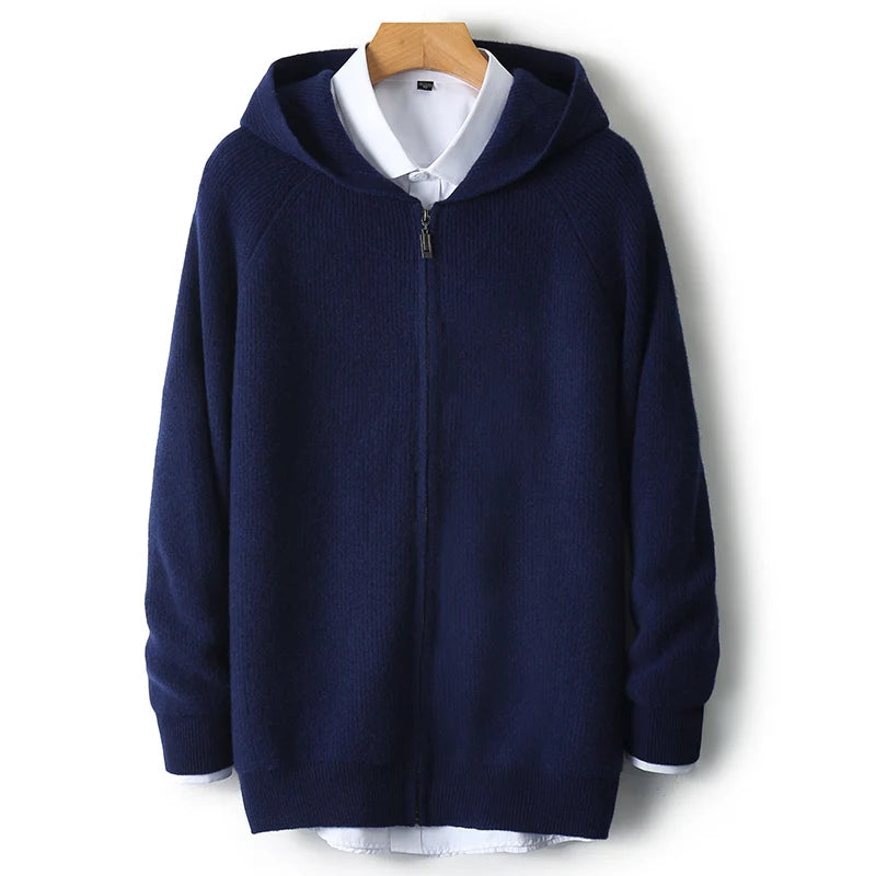 Men Wool Sweater Hooded 