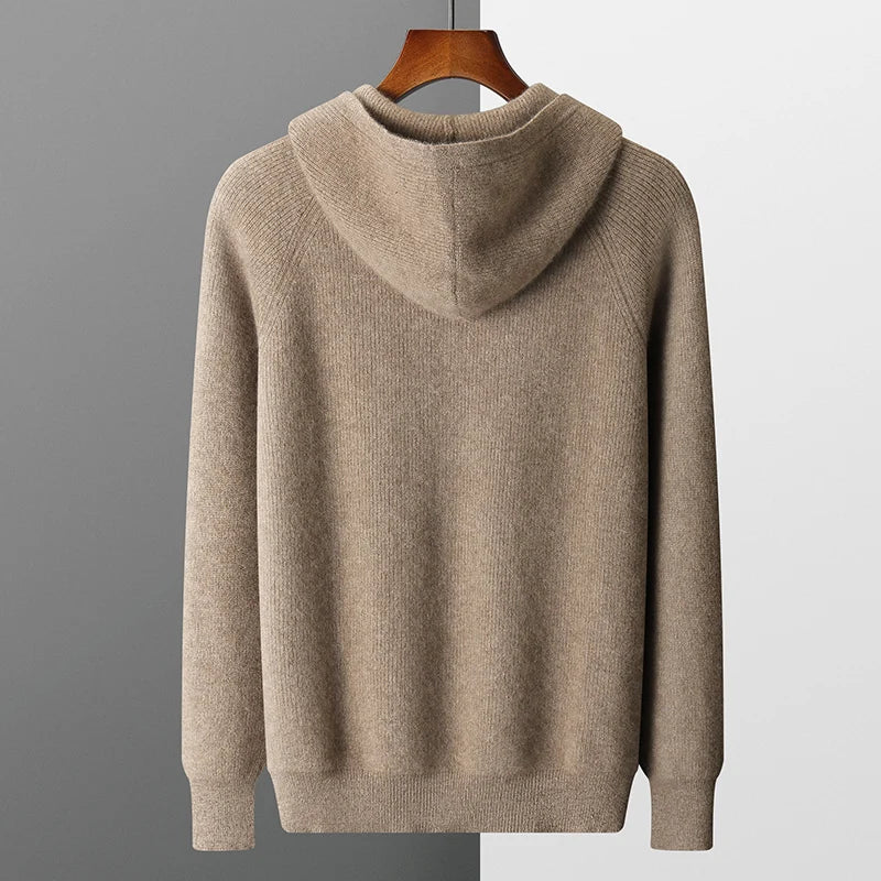 Men Wool Sweater Hooded 