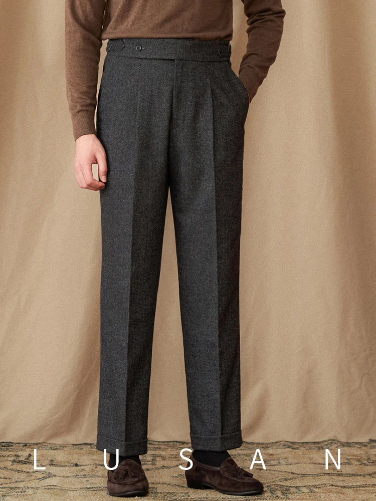 Wool Winter High Waist Straight Pants 