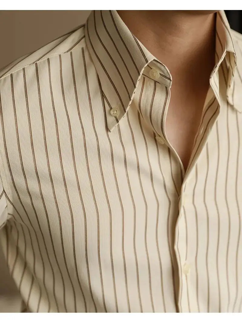 Men Casual Striped Long Sleeve Shirt 