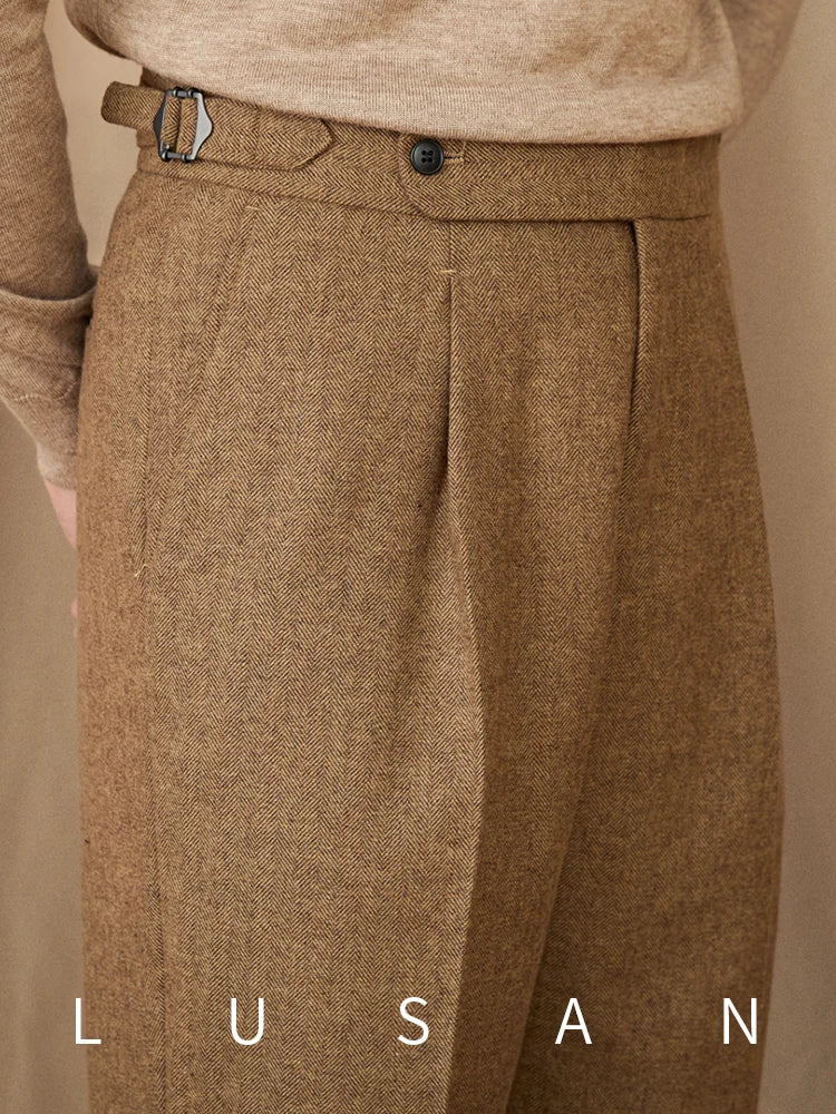 Wool Winter High Waist Straight Pants 