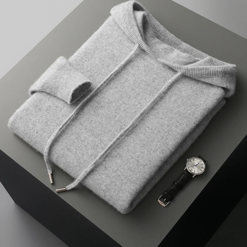 Men'S 100% Cashmere Hooded Sweater