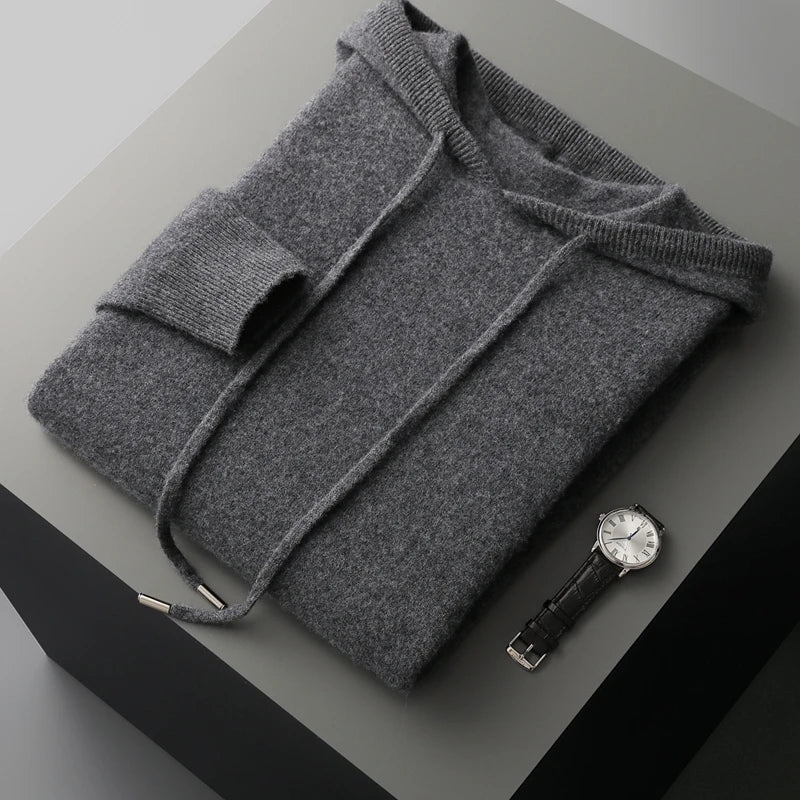 Men'S 100% Cashmere Hooded Sweater