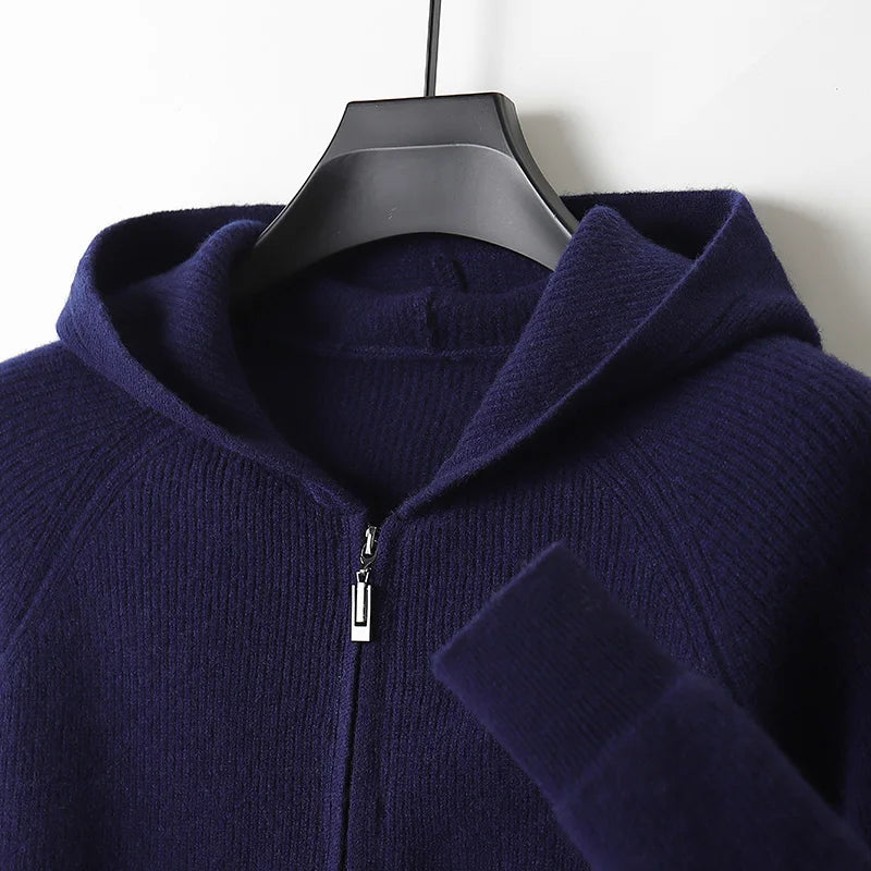 Men Wool Sweater Hooded 
