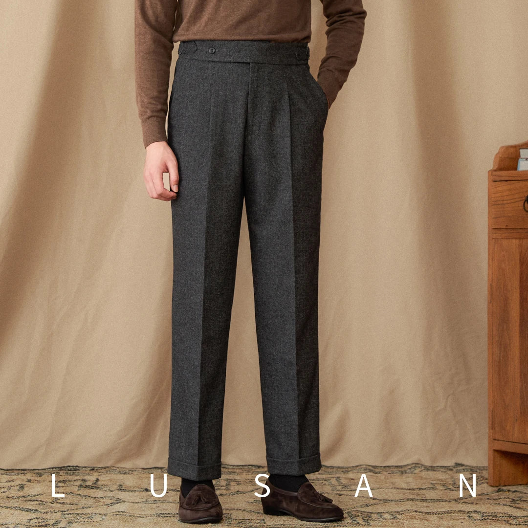Wool Winter High Waist Straight Pants 