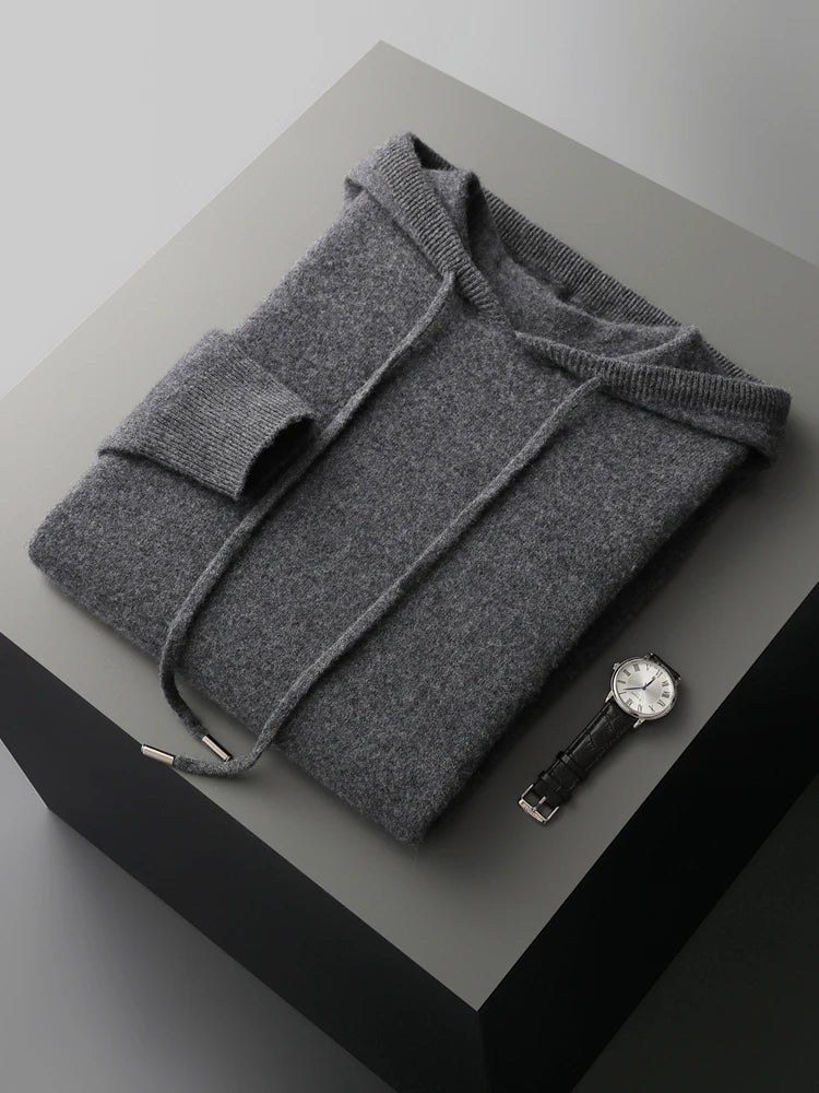 Men'S 100% Cashmere Hooded Sweater