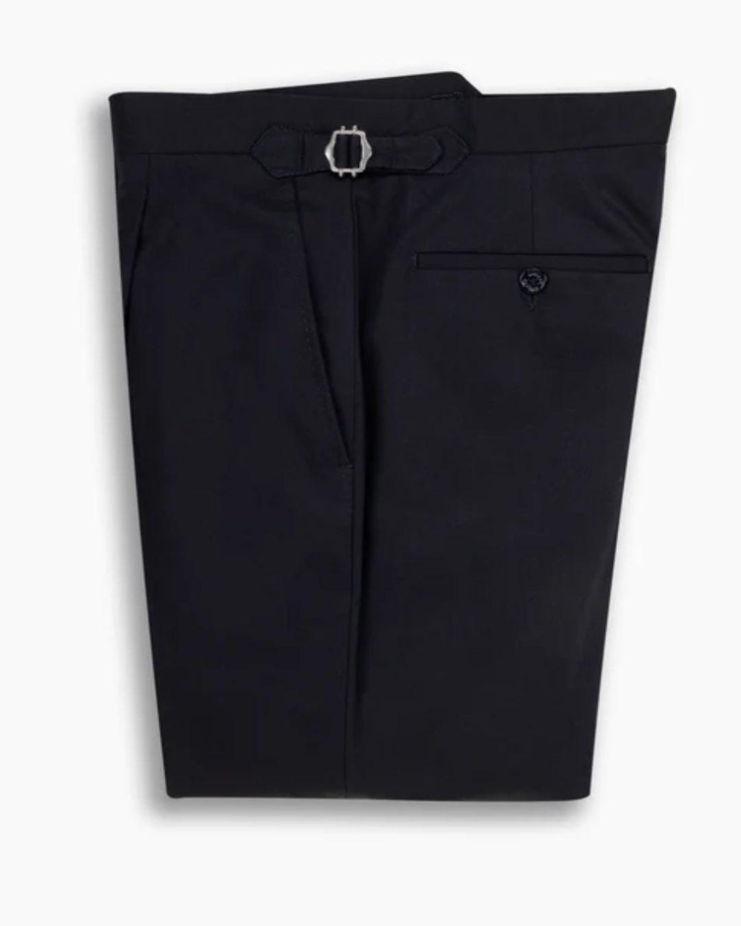 Men’ Elegant Black Trousers Tailored Fit with Side Adjusters