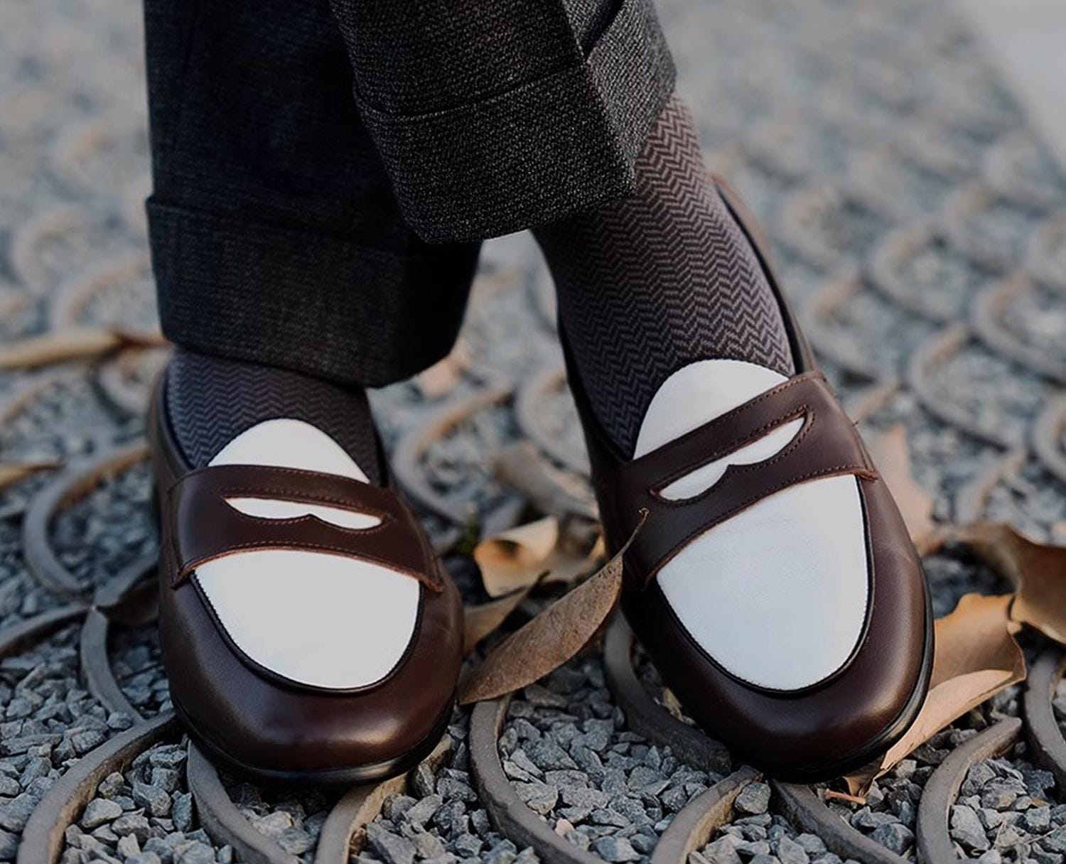Handmade Leather Patchwork Loafers with Stirrup 