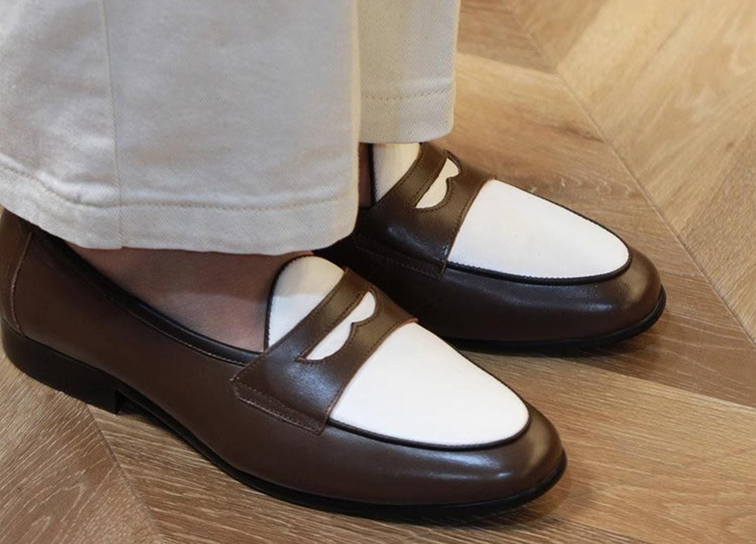 Handmade Leather Patchwork Loafers with Stirrup 
